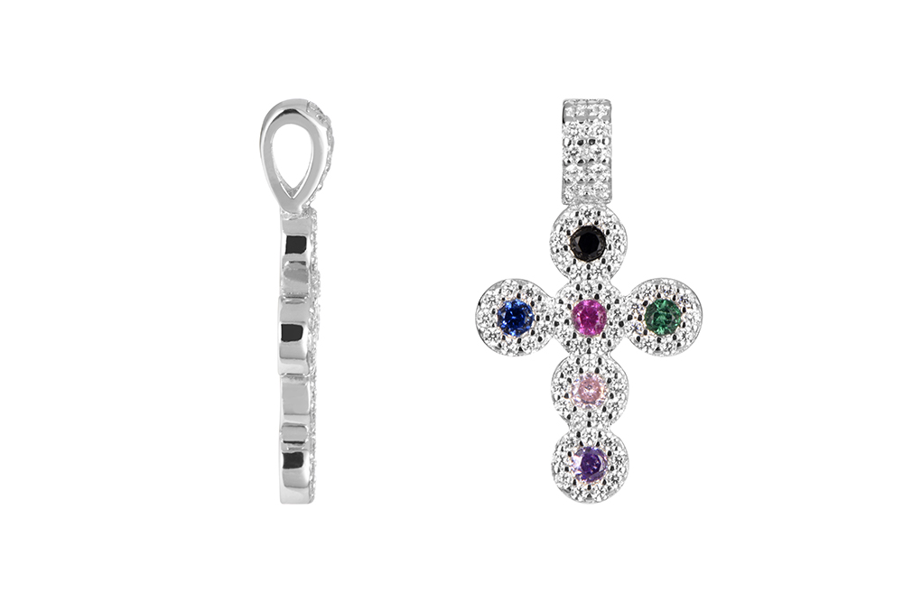 Colgante plata 925 cruz zirconita 16x13mm