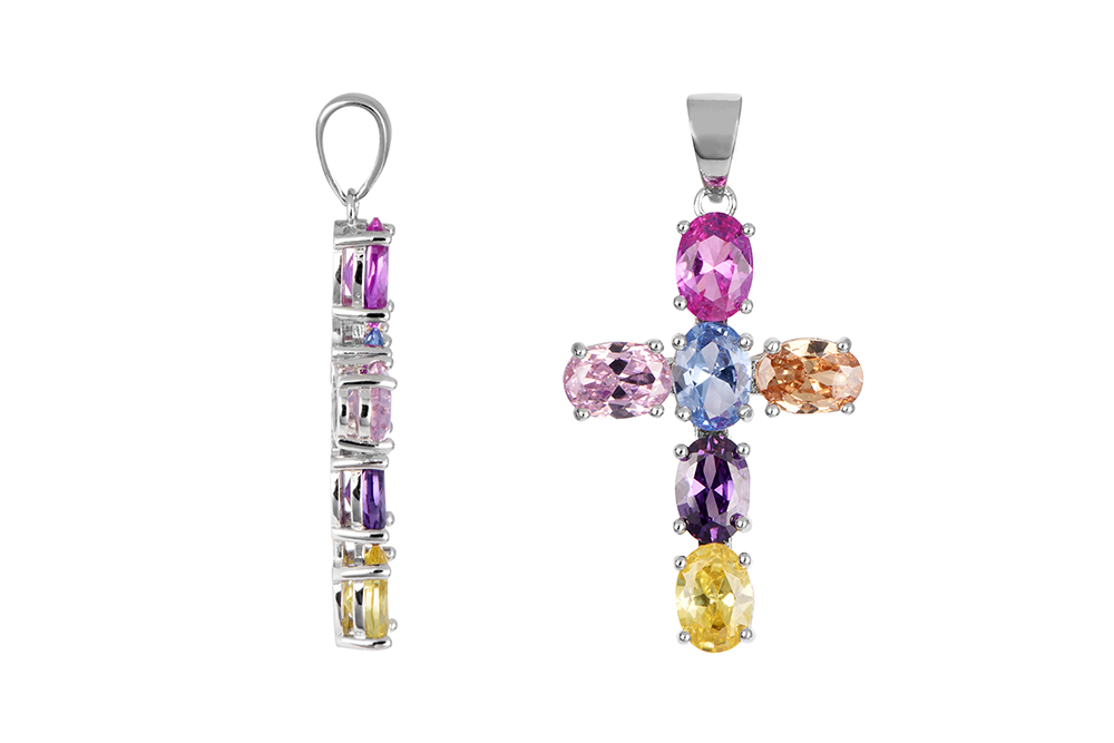 Sterling silver mix zirconia cross pendant