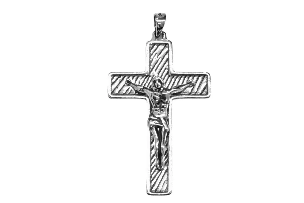 Sterling silver cross with jesus christ 38x24mm pendant