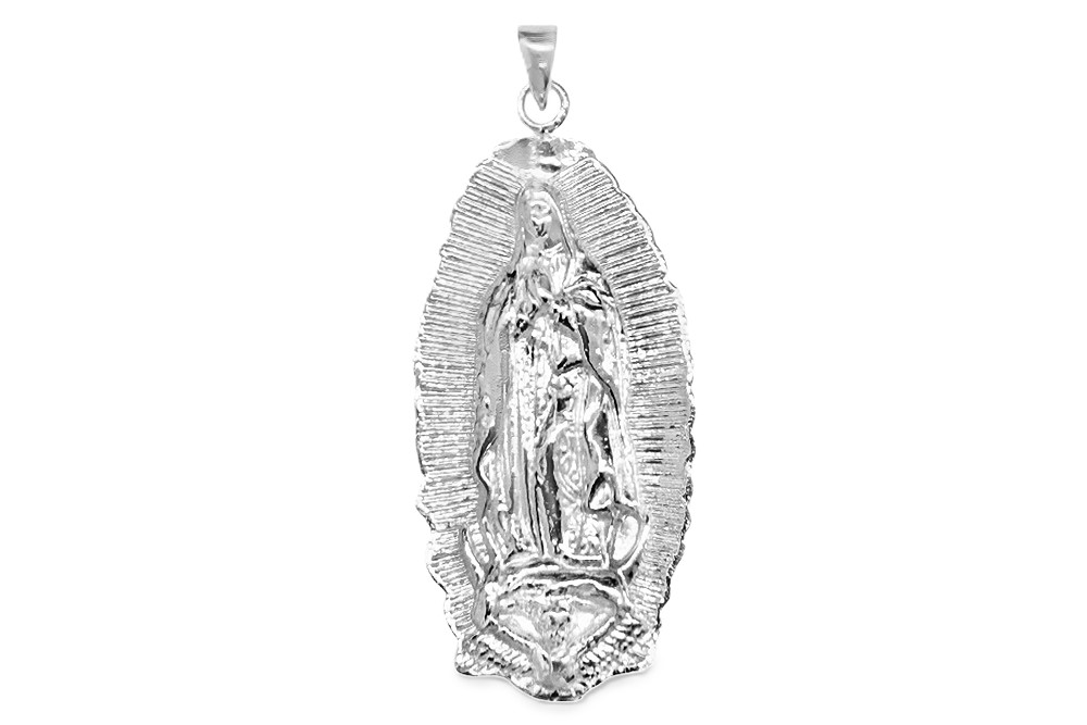 Sterling silver virgin of guadalupe 39x18mm pendant
