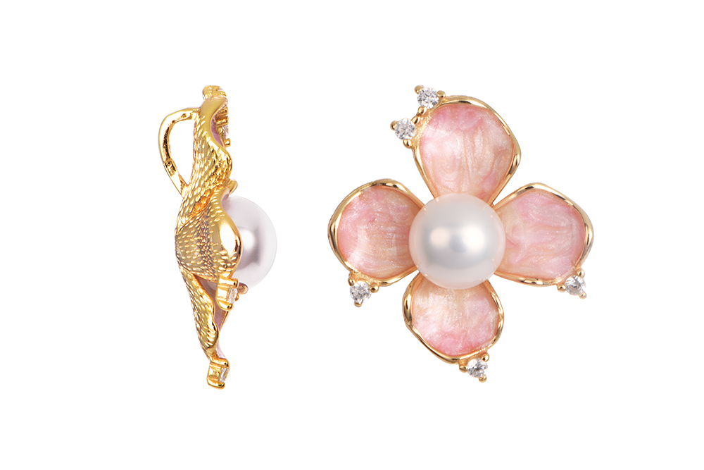 Colgante plata 925 flor esmaltada con zirconitas