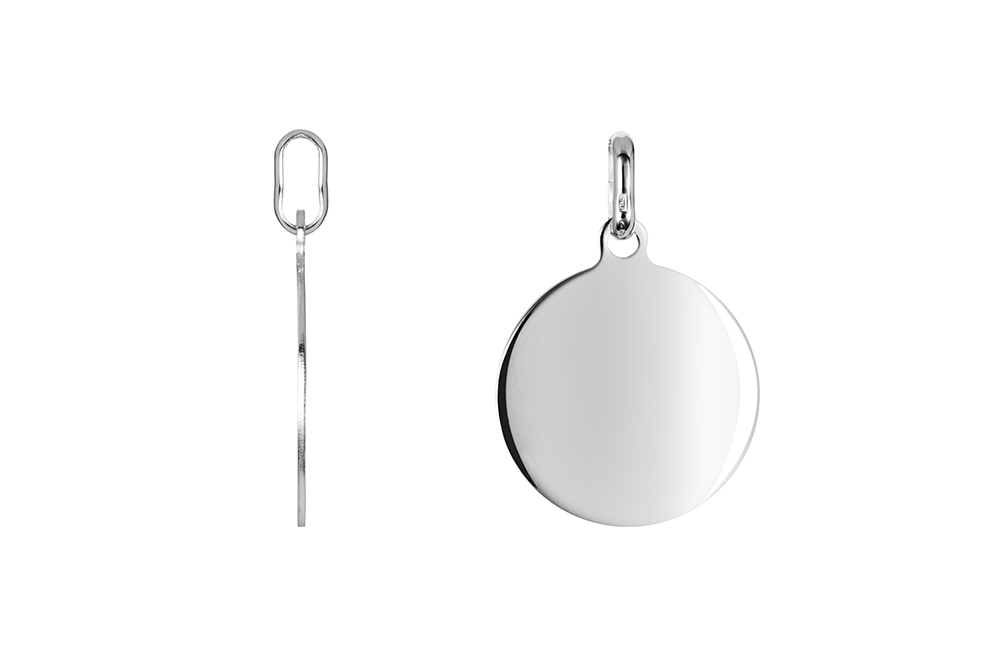 [18146PE270PL] Sterling silver 31x27mm round plaque with 11x2mm bail pendant