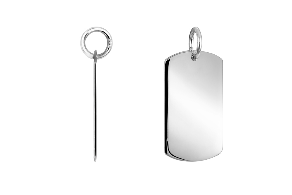Sterling silver 28x16mm rectangular tag pendant
