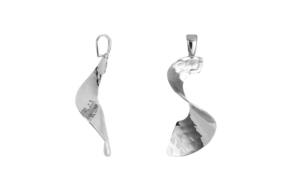Sterling silver irregular wave pendant