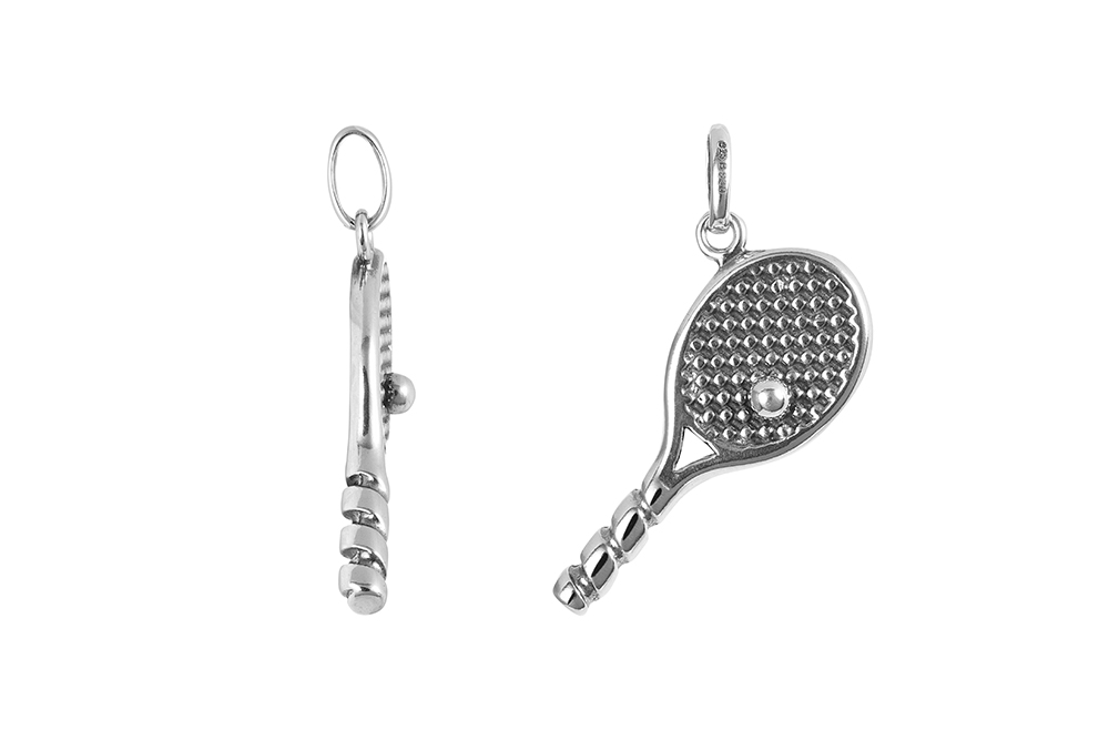 Colgante plata 925 raqueta de tenis 26x11mm con pelota
