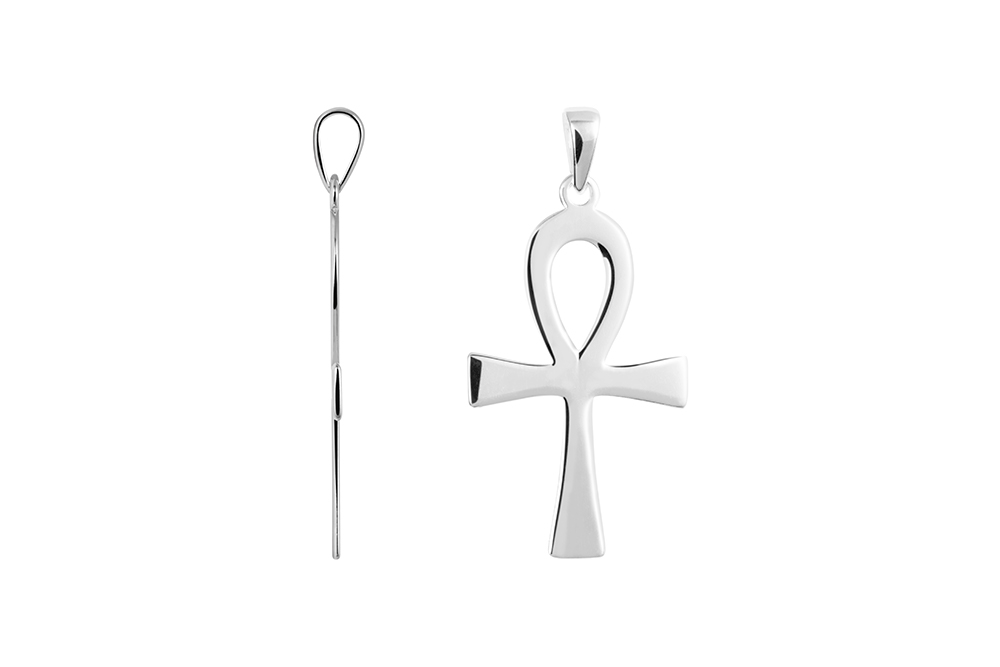 [18342PPL] Sterling silver 39x23mm ankh cross pendant