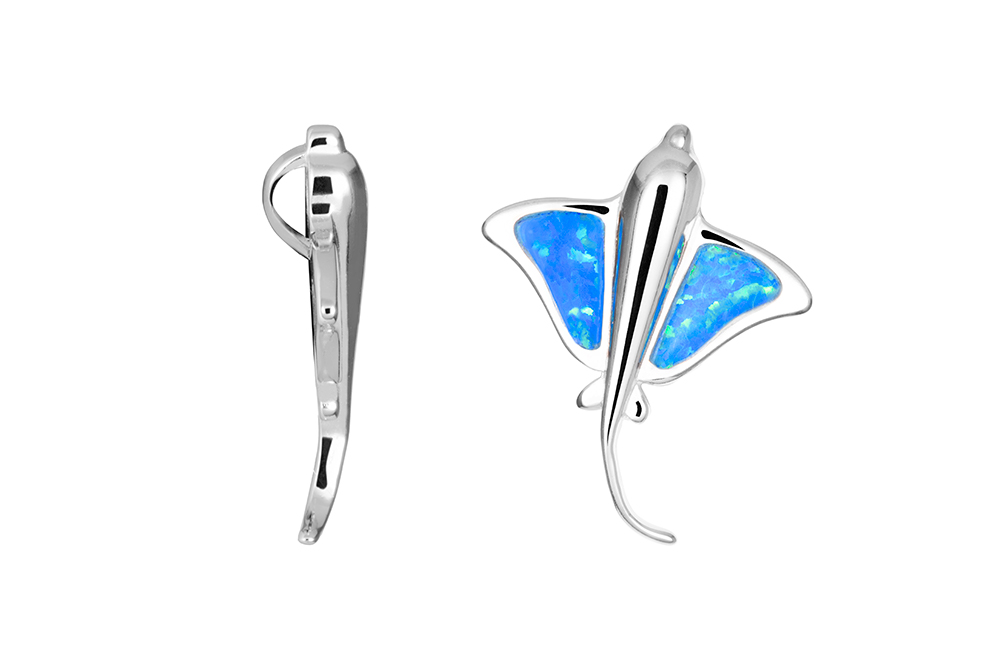 Sterling silver blue opal stingray pendant