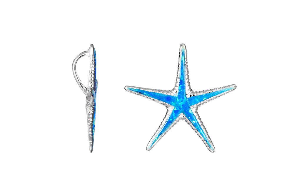 Colgante plata 925 estrella de mar opalo azul