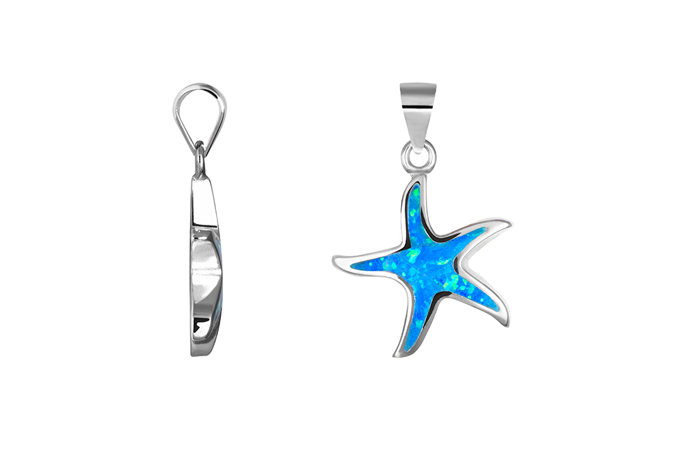 [18406PGOPRD] Colgante plata 925 estrella de mar 18x15 opalo azul