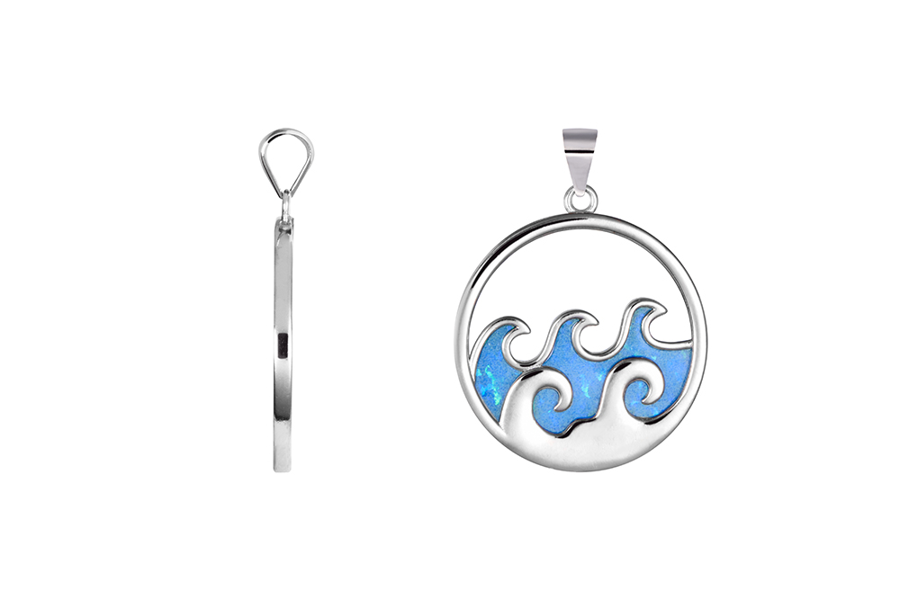 Colgante plata 925 olas 30x27mm opalo azul