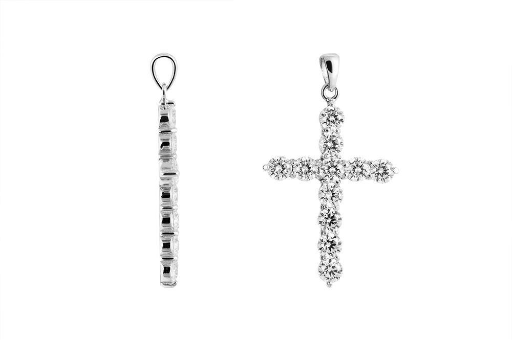 Colgante plata 925 cruz 33x22 de zirconitas