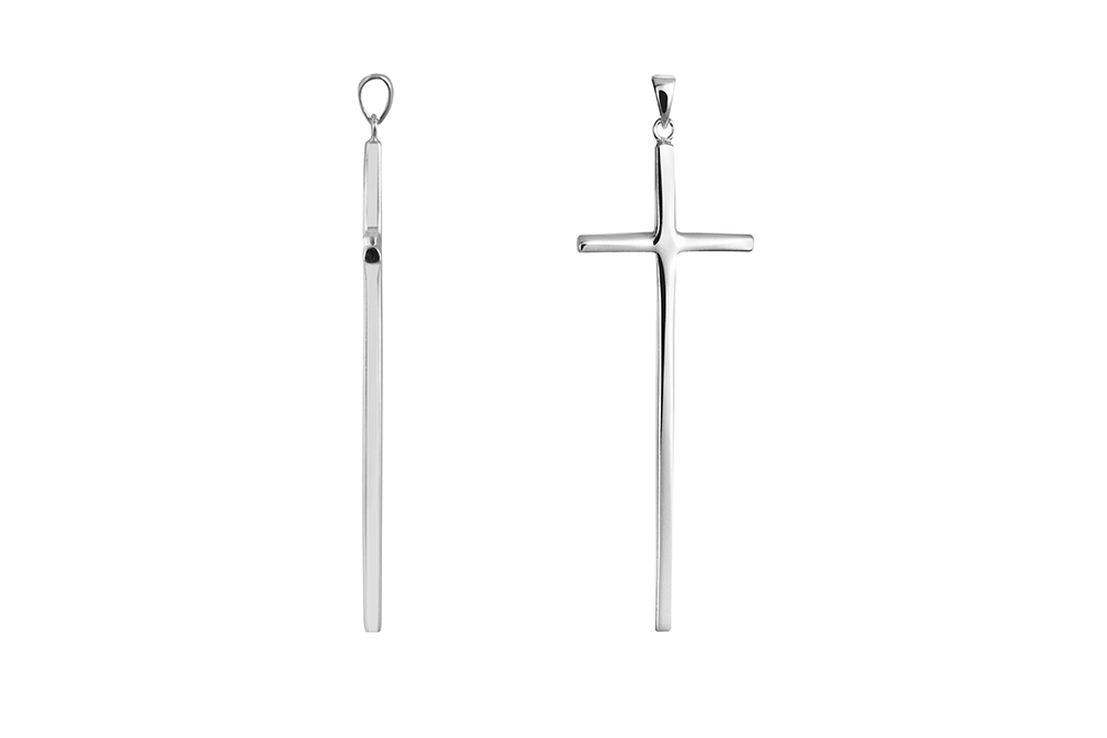 Sterling silver 60x22mm cross pendant