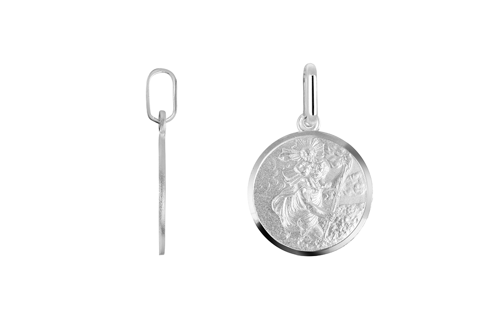 [18513P00MAPL] Sterling silver saint christopher medal 21x18mm pendant