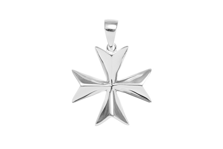 [18625PPL] Sterling silver maltese cross 21x19 mm pendant