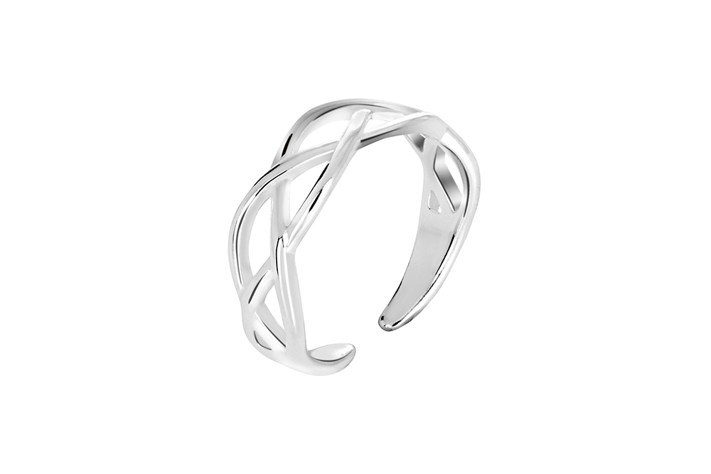 [16592RTA00PL] Anillo plata 925 abierto trenzado