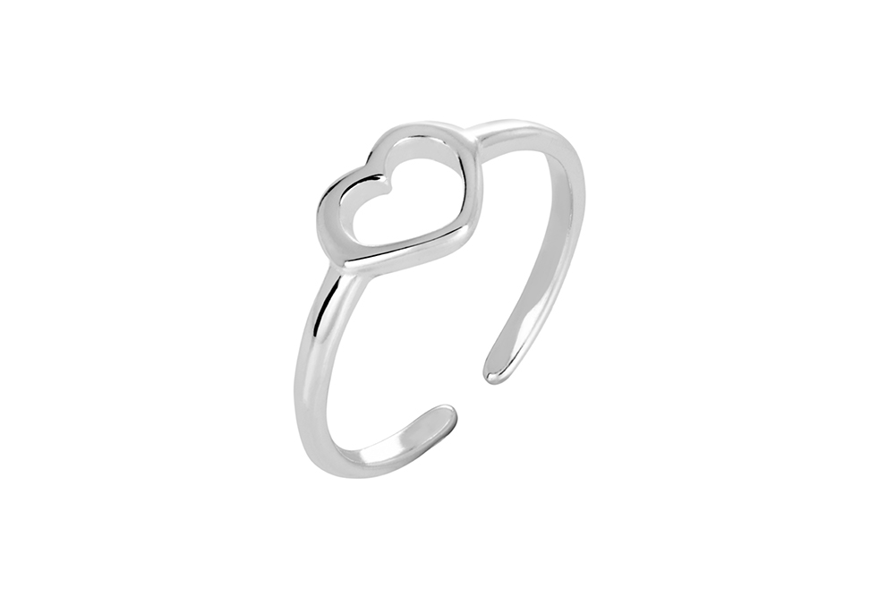 Anillo plata 925 abierto corazón