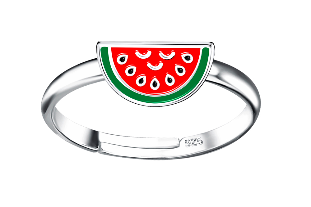Anillo plata 925 infantil sandía 5x9mm de esmalte