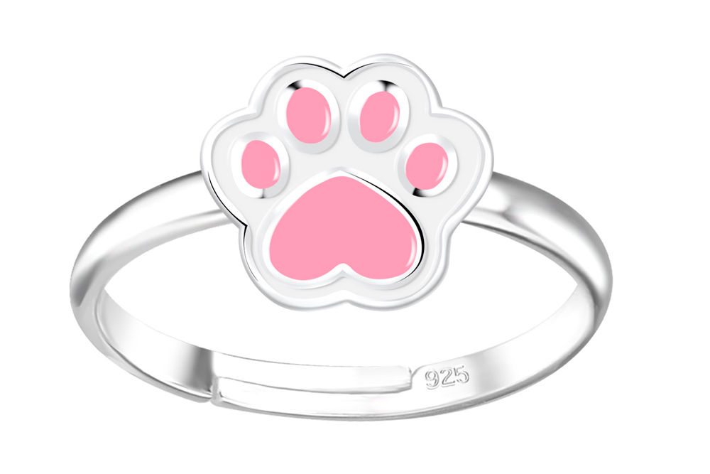 Anillo plata 925 infantil huella canina 6x7mm de esmalte