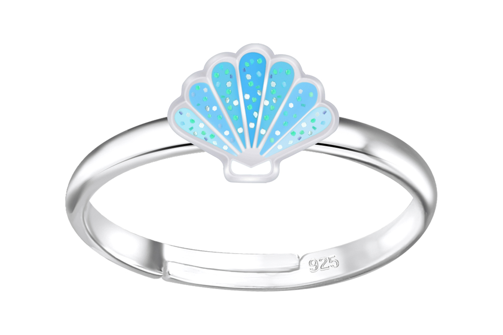 Anillo plata 925 infantil concha 6x8mm