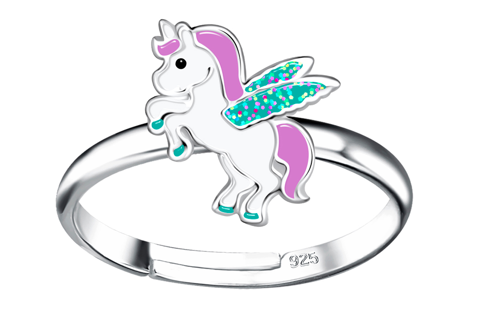 Anillo plata 925 infantil unicornio 8x9
