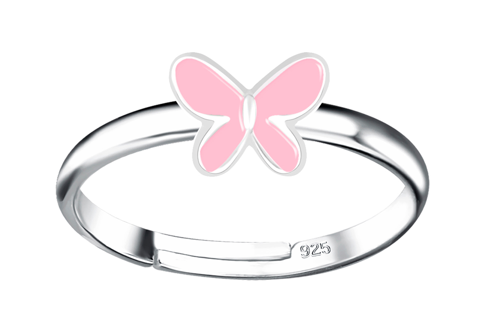 [17448RTA00EROPL] Anillo plata 925 infantil mariposa 4x6mm de esmalte