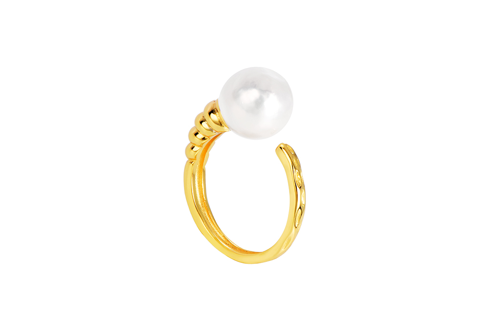 Anillo plata 925 gallonado perla 10mm