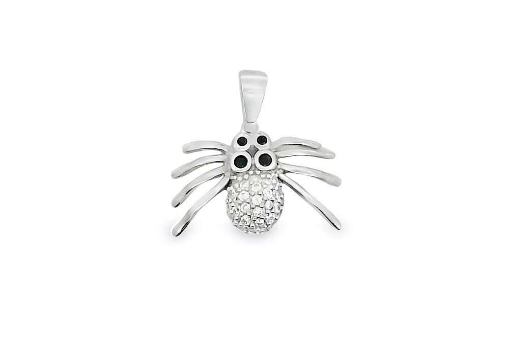 Sterling silver spider pendant with zirconias