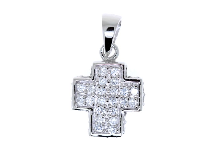 [013300001ZBL] Colgante plata 925 cz cruz  (Blanca)