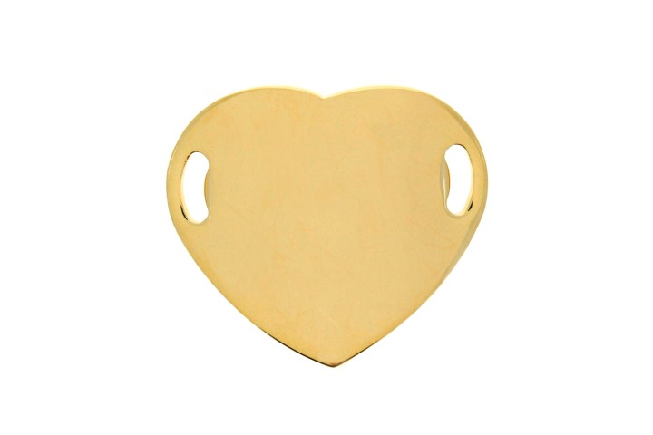 Placa plata lisa corazon dos agujeros