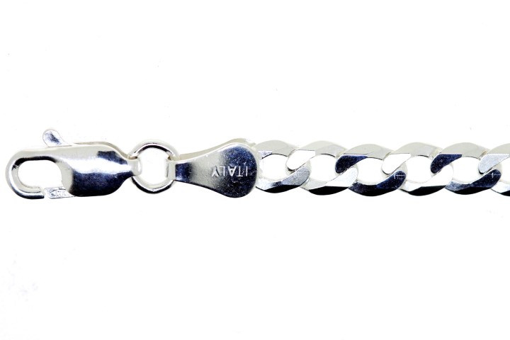 [04522C5000PL] Sterling silver 4.5mm 6 sided diamond cut flat curb chain 120 necklace (50 cm)