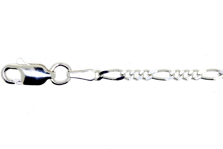 Sterling silver 2mm 2 sided diamond cut figaro chain 060 necklace