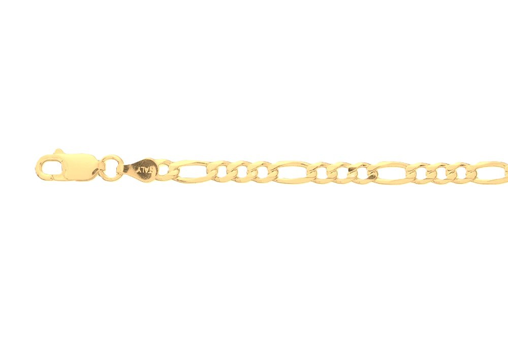 Sterling silver 3mm 2 sided diamond cut figaro chain 080 necklace