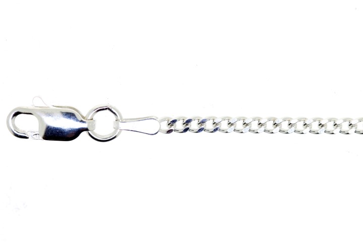 [04540C5000PL] Cadena plata 925 barbada diamantada 2 lados 060 2mm (50 cm, Plata)