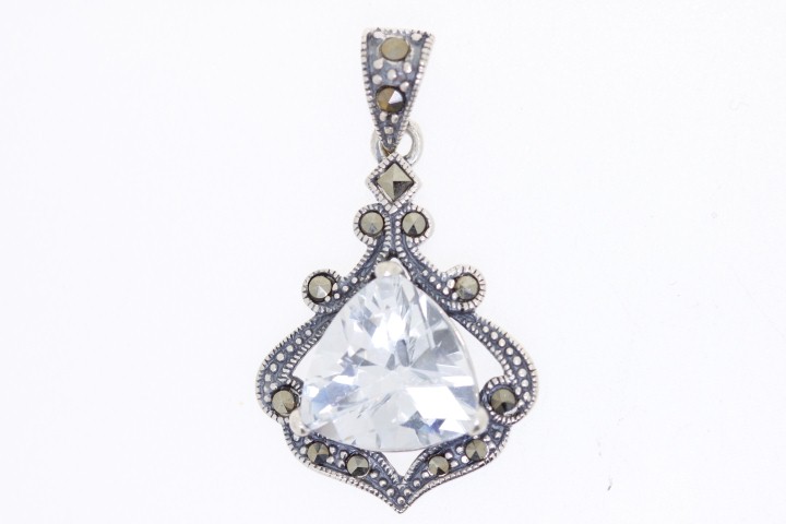 Colgante plata lisa marquesita cz 