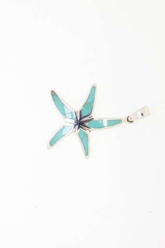 [04845000TURQ] Pendant silver 925 star (Reconstituted gemstone, Turquoise)