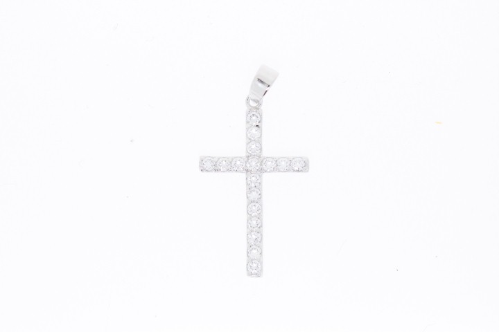 Pendant cross cz silver 925 with black rh