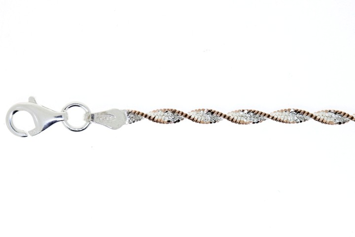 Chain twisted 030 silver 925 40cm rutenium plated