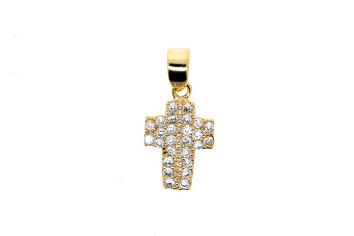 [064230002ZBL] Silver 925 pendant cross cz (Gold plated)