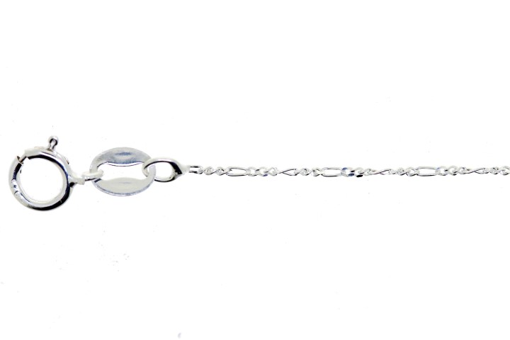 [06428C4000PL] Sterling silver 0.8mm 2 sided diamond cut figaro chain 025 necklace (40 cm, Sterling silver)