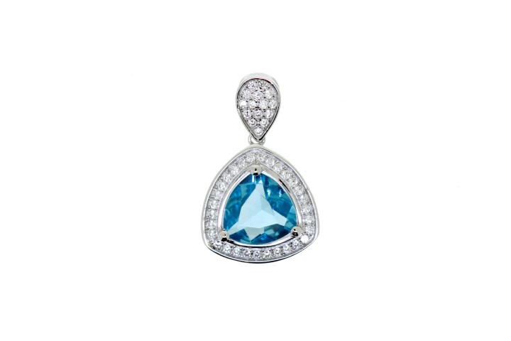 [067920001WAQ] Silver 925 microsetting pendant cz (Aquamarine, Rhodium plated)