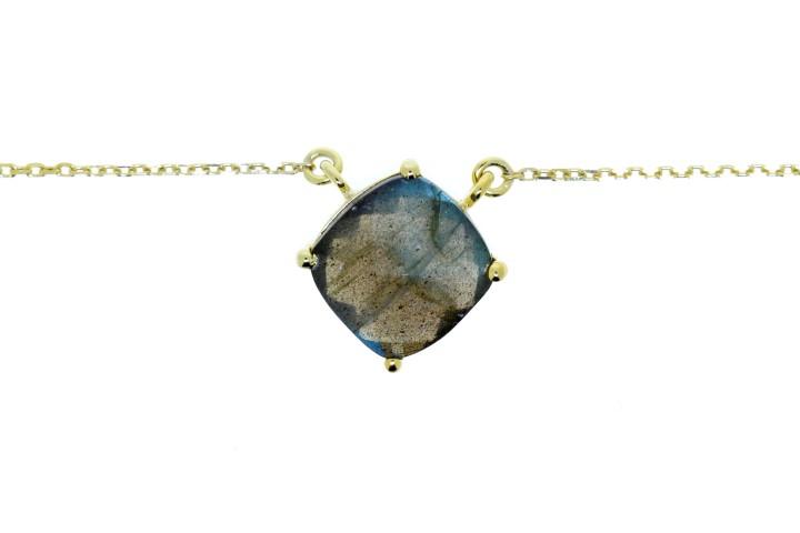 Silver 925 necklace semi preci 40+5cm gold plated