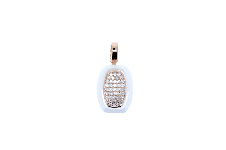 [070830003ZCB] Colgante plata 925 ceramica con zirconita  (Blanca, Oro rosa)