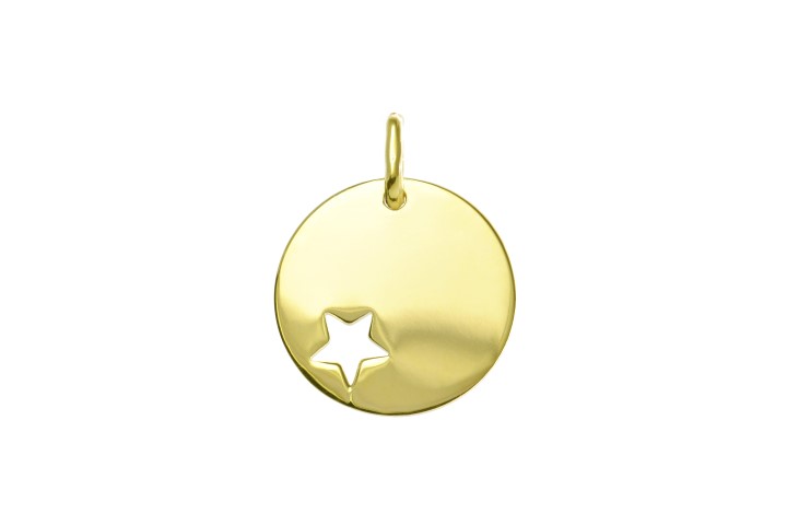 Placa plata 925 redonda 17mm agujero estrella