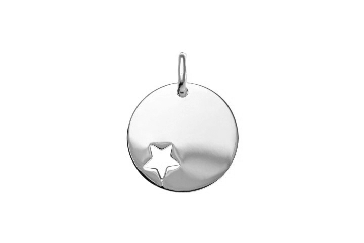 [0835700000PL] Placa plata 925 redonda 17mm agujero estrella (Plata)
