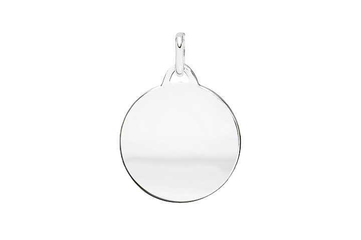 Placa plata 925 redonda con anilla 18mm 