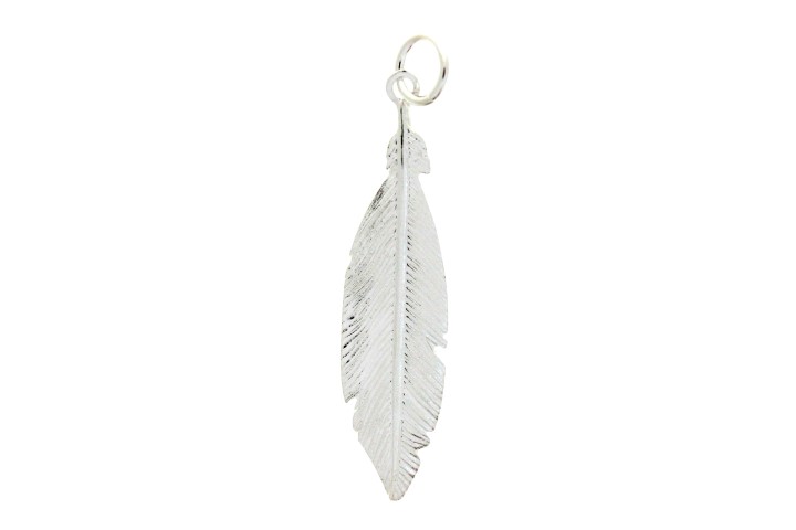 Colgante charm plata 925 pluma 