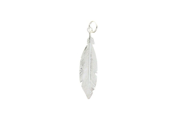 Colgante charm plata 925 pluma sin anilla 