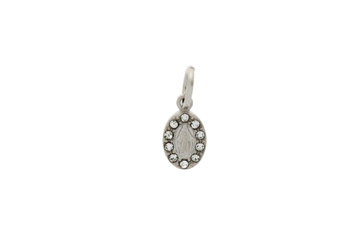 [084030001ZBL] Colgante charm plata 925 virgen milagrosa  (Blanca, Rodio)