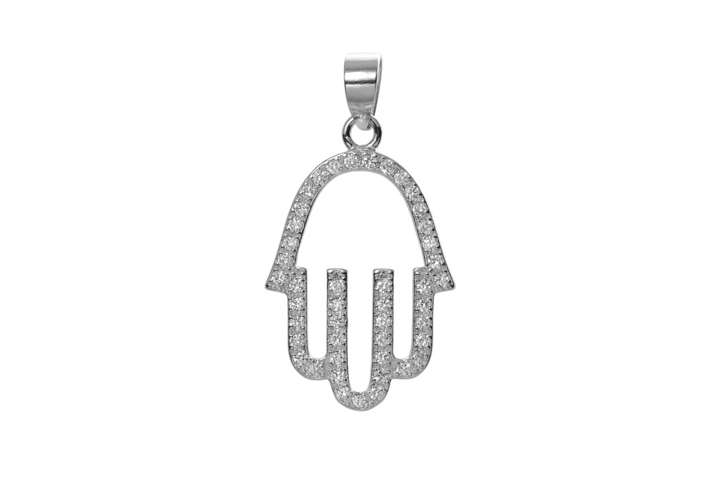 [087720001ZBL] Colgante plata 925 zirconita mano fatima  (Blanca)