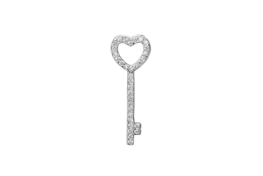 [087740001ZBL] Colgante plata 925 zirconita llave corazon  (Blanca)